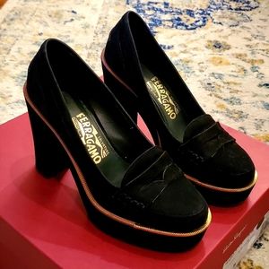 Salvatore Ferragamo Black Goccia Platform Loafers